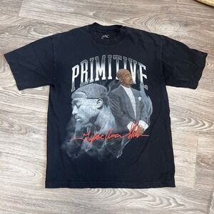 2Pac Primitive Graphic T-Shirt Hip Hop Rap Tee Short‎ Sleeve Black Size Medium